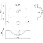 MEXEN - Vela umyvadlo zapuštěné do desky 71 x 46,5, černá mat 25237071