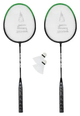 RULYT Badmintonový set černo-zelený / 2x raketa 24 cm / 2x míček / Cestovní vak