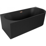 MEXEN/S - Gia volně stojící rohová vana reliéf levá 170 x 80, černá mat, sifon a přepad růžové zlato 52701708071L-60