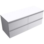 CERANO - Koupelnová skříňka Velora - bílá matná, úchytka chromová + deska z lit. mramoru Elanys - 12 mm - bílá matná - 140x54,2x46,5 CER-679412