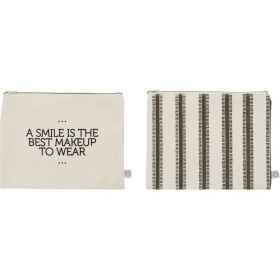 House Doctor Kosmetická taštička Canva Off-white – set 2 ks, krémová barva, textil