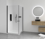 CERANO - Sprchový kout Antelo Duo L/P - 6 mm - černá matná, transparentní sklo - 110x90x190 - otočný CER-482368