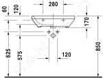 DURAVIT - DuraStyle Umyvadlo Med, 600x440 mm, s 1 otvorem pro baterii, s WonderGliss, bílá 23246000001