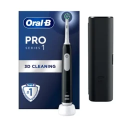 Oral-B Pro 1 černá / Elektrický zubní kartáček / oscilační / dobíjecí baterie / cestovní pouzdro (Pro Series 1 Black + etui)