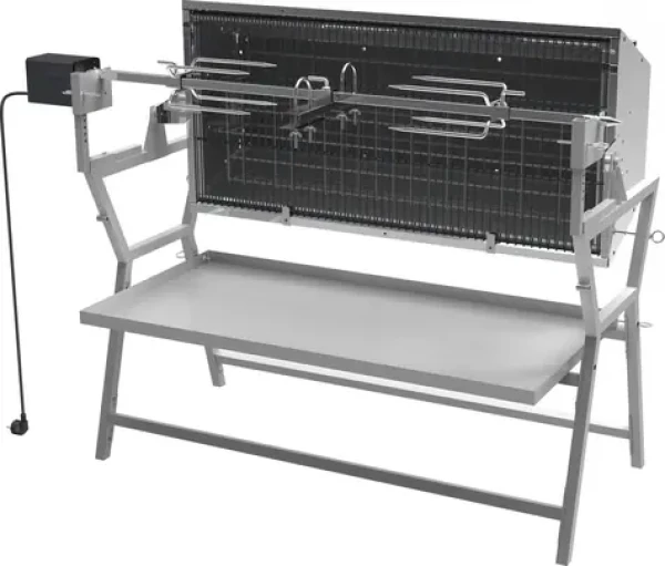 CATTARA Gril PIGLET na dřevěné uhlí / Elektrický rožeň 230V / Rošt 102 x 46 cm / Nosnost vidlice 30 kg
