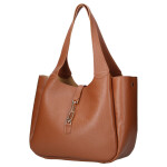 Nadčasová kožená kabelka na rameno Fantasia, koňaková