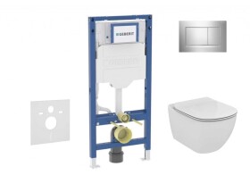 GEBERIT - Duofix Set předstěnové instalace, klozetu Tesi a sedátka softclose, tlačítko Sigma30, lesklý chrom/matný chrom SANI11CD1137