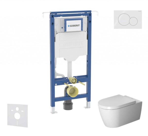 GEBERIT - Duofix Set předstěnové instalace, klozetu a sedátka Duravit ME by Starck, tlačítka Sigma01, Rimless, SoftClose, alpská bílá SANI11CP3109