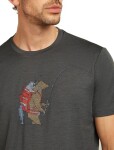 Pánské merino triko s krátkým rukávem ICEBREAKER Mens 150 Tech Lite SS Tee Bear Catch, Obsidian velikost: L