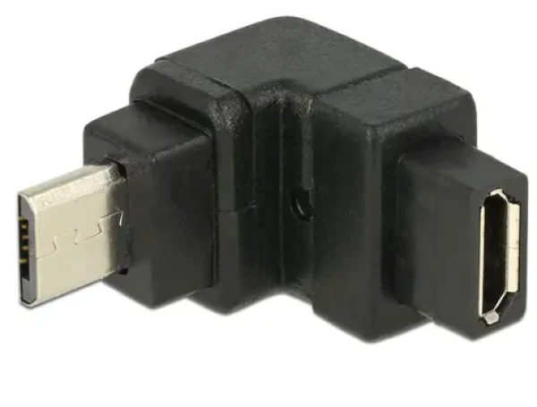 Delock adaptér USB 2.0 Micro-B samec USB 2.0 Micro-B samice / pravoúhlá nahoru (65669-D)