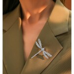 Exkluzivní brož Swarovski Elements Elettra - vážka, Bílá/čirá