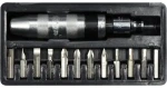 Vorel Rázový šroubovák s bity 12 ks / Šroubovák / přepínatelný chod / CrV / délka 165 mm (TO-65123)