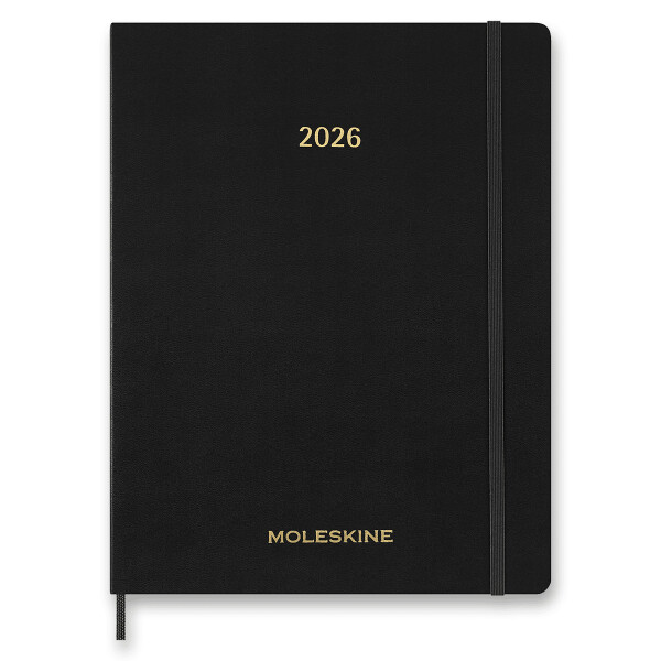 Diář Moleskine Essential 2026 - měkké desky, XXL, týdenní, vertikální, černý