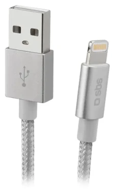 SBS stříbrná / Kabel USB-A - Lightning / 10 W / 1 m / MFI (TECABLEUSBIP589BS)