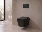 CERANO - WC závěsné Forte, Rimless - bezokrajové splachování + Slim/SoftClose sedátko - černá matná - 51x36 CER-538750