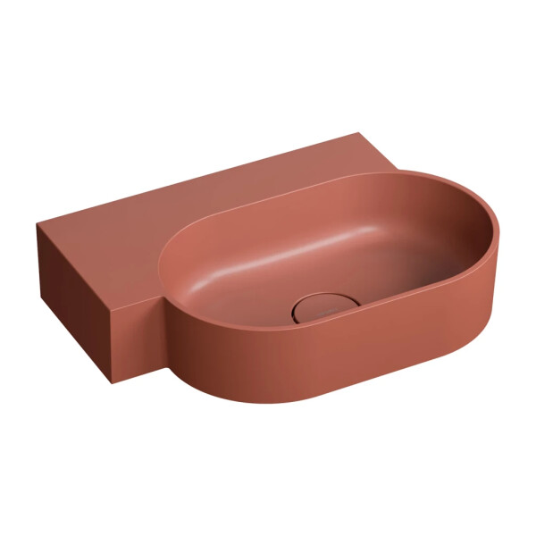 OMNIRES - OVO M+ umyvadlo na desku/závěsné - levé, 55 x 38 cm, terracotta mat; OVO555UWLTE