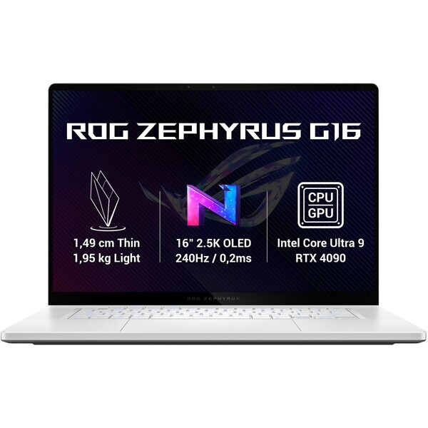 ASUS ROG Zephyrus G16 bílá / 16" OLED / Intel Core Ultra 9 185H 3.8GHz / 32GB / 2TB SSD / NV RTX4090 16GB / W11H (GU605MY-NEBULA033W)