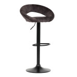 Židle barová, hnědá sametová látka, černá podnož
