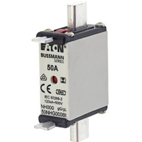 Eaton 50NHG000BI NH pojistka s mechanickým ukazatelem zajištění Vhodné pro (pojistky) velikost pojistky 000 - 4 Velikost pojistky = 000 50 A 500 V 3 ks