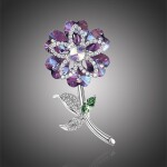 Brož Swarovski Elements Crocetti Purple - květina, Fialová