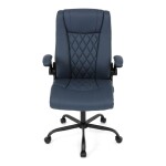 Křeslo kancelářské, tmavě modrá ekokůže, kovový kříž, kolečka na tvrdé podlahy