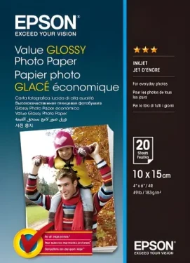 EPSON Value Glossy Photo Paper 10x15 / Fotopapír / Lesklý / 183 g/m2 / 20 listů (C13S400037)