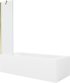 MEXEN/S - Vega obdélníková vana 160 x 70 cm s panelem + vanová zástěna 50 cm, transparent, zlatá 550116070X9505000050