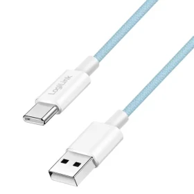 LogiLink USB-A - USB-C modrá / Nylonový kabel / USB 2.0 / 60 W / 0,5 m (CU0329)