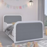 DumDekorace Univerzální dětská postel s šedým čalouněním 160 x 80 cm