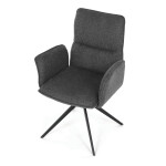 Židle jídelní, šedá látka, 360° vratný mechanismus, černý kov
