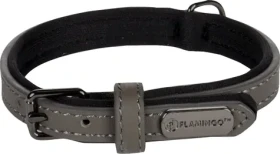 Flamingo Binti Kožený obojek s neoprenem šedá XS (FLA-519246)