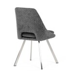 Židle jídelní, šedá látka, kovové nohy, broušená nerez.