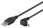 PremiumCord Kabel USB-A - Micro USB zahnutý 90° černý / Kabel / USB 2.0 / 3 m (ku2m3f-90)