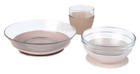 Beaba Jídelní sada skleněná Cotton Candy / Jídelní sada / 3-dílná / přísavky / od 4 měsíců (913644BB)