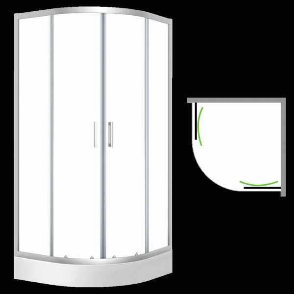 Laveo - Desna - čtvrtkruhový sprchový kout s vaničkou 90x90 cm JKDD096Z