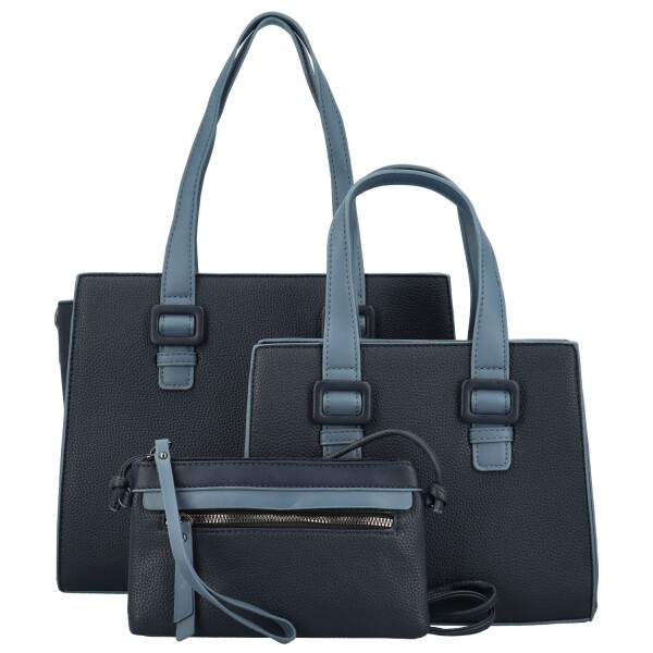 Módní dámský koženkový set kabelek Shanya, tmavě modrý