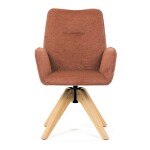 Židle jídelní s područkami, oranžová voděodpudivá látka, dubové nohy, otočná 360°