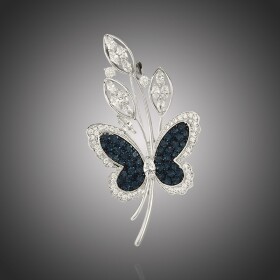 Luxusní brož Swarovski Elements Elaina - motýl, Stříbrná