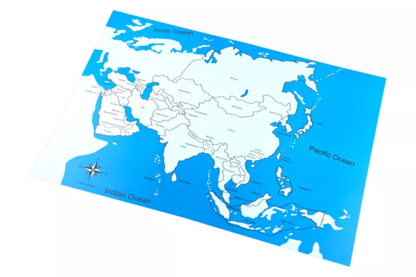Moyo Montessori Moyo Montessori Kontrolní mapa - Asie Nová - s popisky