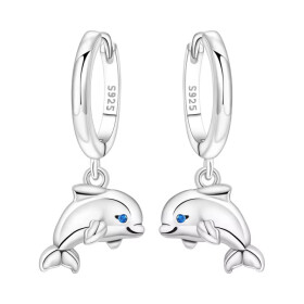 Stříbrné náušnice Delfín - stříbro 925/1000, Stříbrná