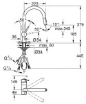 GROHE - Minta Dřezová baterie, s uzavíracím ventilem a vytahovací sprškou , Chrom 31916000