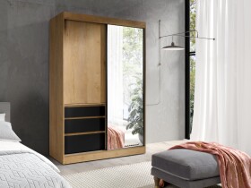 Šatní skříň Haiti Barva korpusu: Dub lefkas + černá, Rozměry: 140 cm