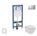 GEBERIT - Duofix Set předstěnové instalace, klozetu a sedátka Ideal Standard Tesi, tlačítka Sigma30, Rimless, SoftClose, matný chrom/chrom SANI11CD2107