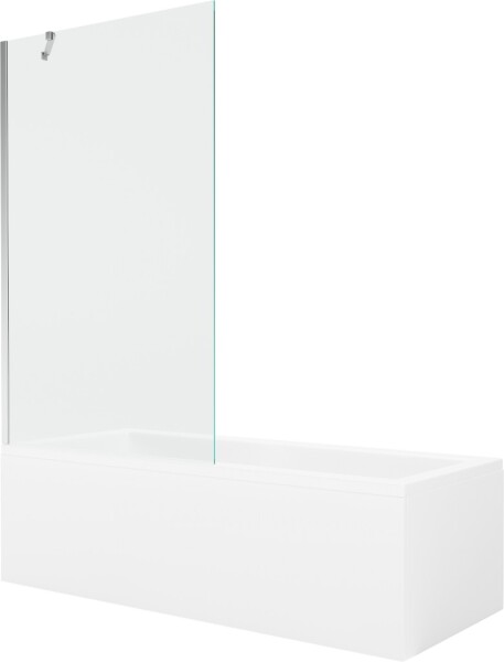 MEXEN/S - Cubik obdélníková vana 160 x 70 cm s panelem + vanová zástěna 100 cm, transparent, chrom 550316070X9510000001