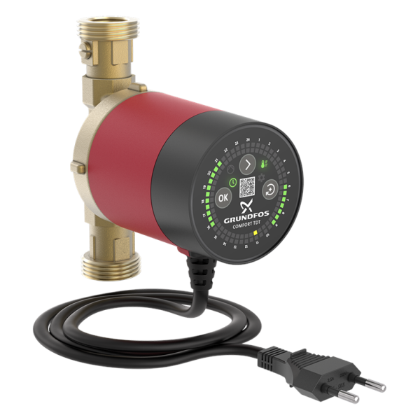 Grundfos COMFORT 15-14 BX TDT 93093665 S časovačem a regulací teploty, uzavírací armatura a zpětná klapka