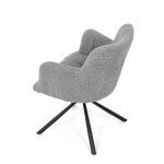 Židle jídelní, šedá látka, černý kov, otočný vratný mechanismus 90°/90° (L/P) - funkce reset