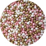 Cukrovo-rýžové perly růžovo-bílo-zlaté 5mm 80g - I LOVE CAKES