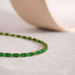 Náramek se zelenými zirkony Eugenia - tennis náramek, Zlatá 16 cm + 5 cm (prodloužení)