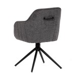 Židle jídelní a konferenční, tmavě šedá látka, černé kovové nohy, otočná P90°+ L 90° s vratným mechanismem - funkce rese