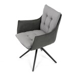 Židle jídelní, šedá látka, 360° vratný mechanismus, černý kov